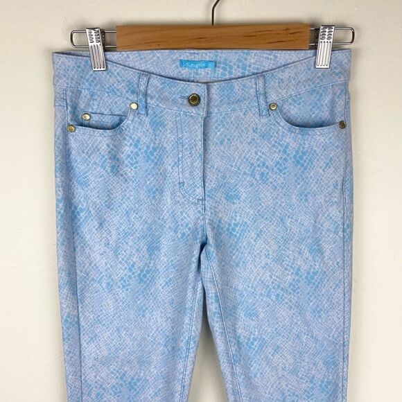 J. McLaughlin Lexi Snake Print Straight Leg Knit Jean - Light Blue - Picture 4 of 8